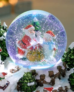 WeRChristmas Pre-Lit Santa & Snowman Snow Globe, 20 Cm^ Table Decorations