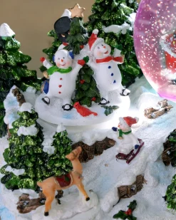 WeRChristmas Pre-Lit Santa & Snowman Snow Globe, 20 Cm^ Table Decorations