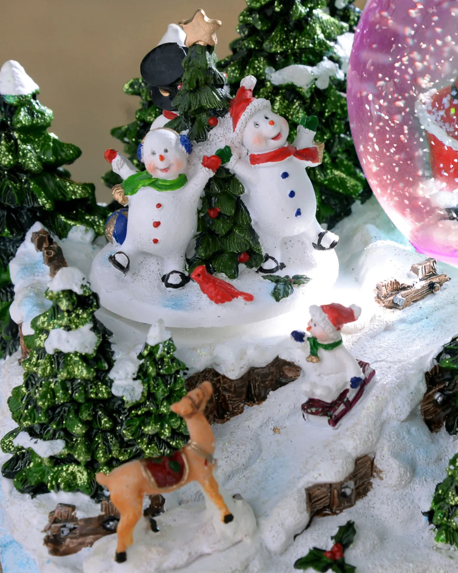 WeRChristmas Pre-Lit Santa & Snowman Snow Globe, 20 Cm^ Table Decorations