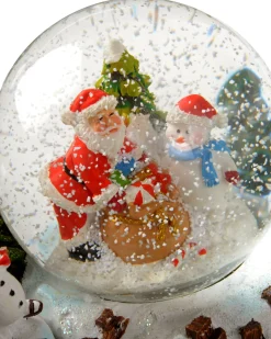 WeRChristmas Pre-Lit Santa & Snowman Snow Globe, 20 Cm^ Table Decorations