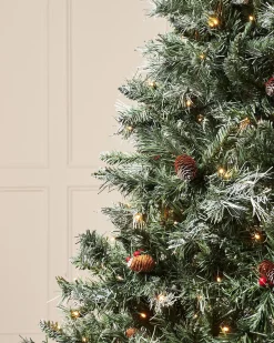 WeRChristmas Pre-Lit Scandinavian Spruce Pinecones & Berries Christmas Tree, 9 Ft^ Snow Flocked Christmas Trees|Pre Lit Christmas Trees
