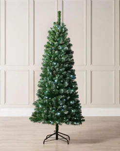 WeRChristmas Pre-Lit Slim Frosted Christmas Tree, 6 Ft^ Budget Christmas Trees|Snow Flocked Christmas Trees