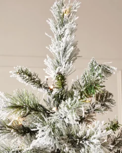 WeRChristmas Pre-Lit Slim Snow Flocked Spruce Christmas Tree, 7 Ft^ Premium Christmas Trees|Snow Flocked Christmas Trees