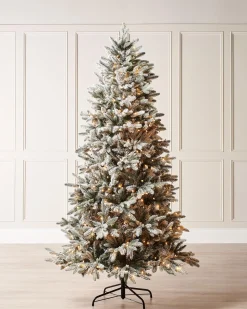 WeRChristmas Pre-Lit Slim Snow Flocked Christmas Tree, 7 Ft^ Snow Flocked Christmas Trees|Pre Lit Christmas Trees