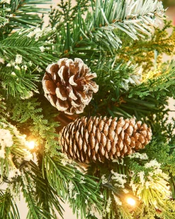WeRChristmas Pre-Lit Snow Flocked Mixed Tip Garland, 9 Ft^ Snow Flocked Garlands|Decorated Garlands