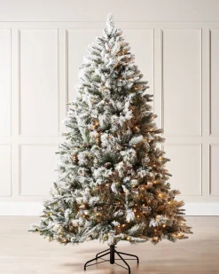 WeRChristmas Pre-Lit Snow Flocked Mixed Pine Christmas Tree, 7 Ft^ Snow Flocked Christmas Trees|Pre Lit Christmas Trees