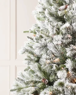 WeRChristmas Pre-Lit Snow Flocked Mixed Pine Christmas Tree, 7 Ft^ Snow Flocked Christmas Trees|Pre Lit Christmas Trees