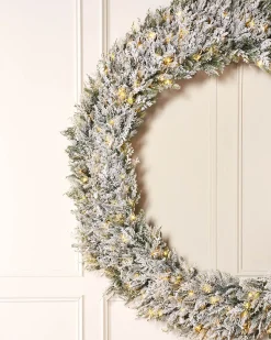 WeRChristmas Pre-Lit Snow Flocked Natural Fir Majestic Wreath, 1.5 M^ Extra Large Wreaths|Decorated Wreaths