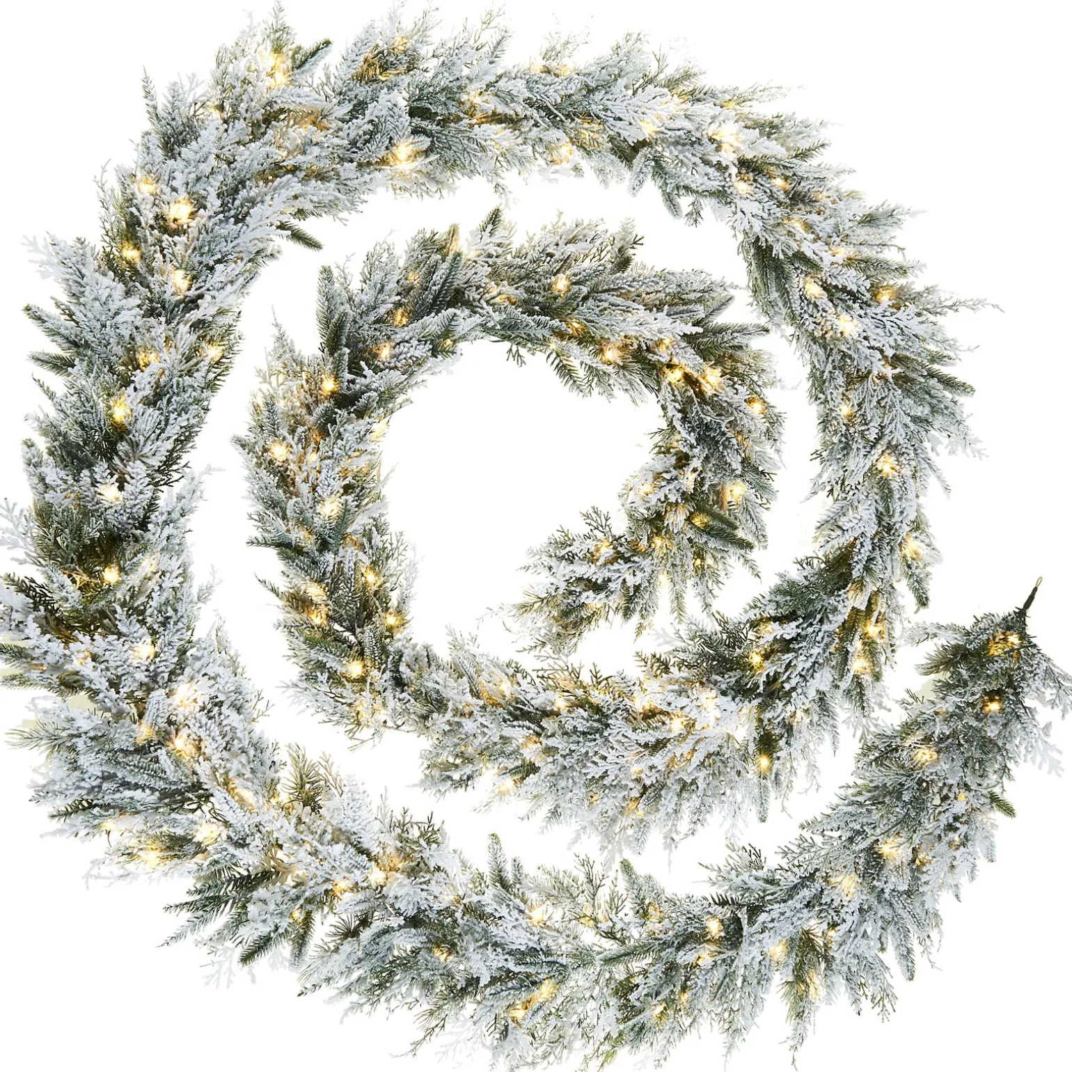WeRChristmas Pre-Lit Snow Flocked Natural Fir Garland, 18 Ft^ Extra Large Garlands|Snow Flocked Garlands