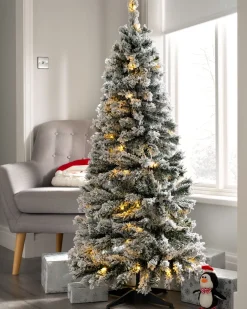WeRChristmas Pre-Lit Snow Flocked Pop-Up Christmas Tree, 6 Ft^ Budget Christmas Trees|Snow Flocked Christmas Trees