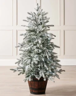 WeRChristmas Pre-Lit Snow Flocked Potted Christmas Tree, 4 Ft^ Budget Christmas Trees|Potted Christmas Trees