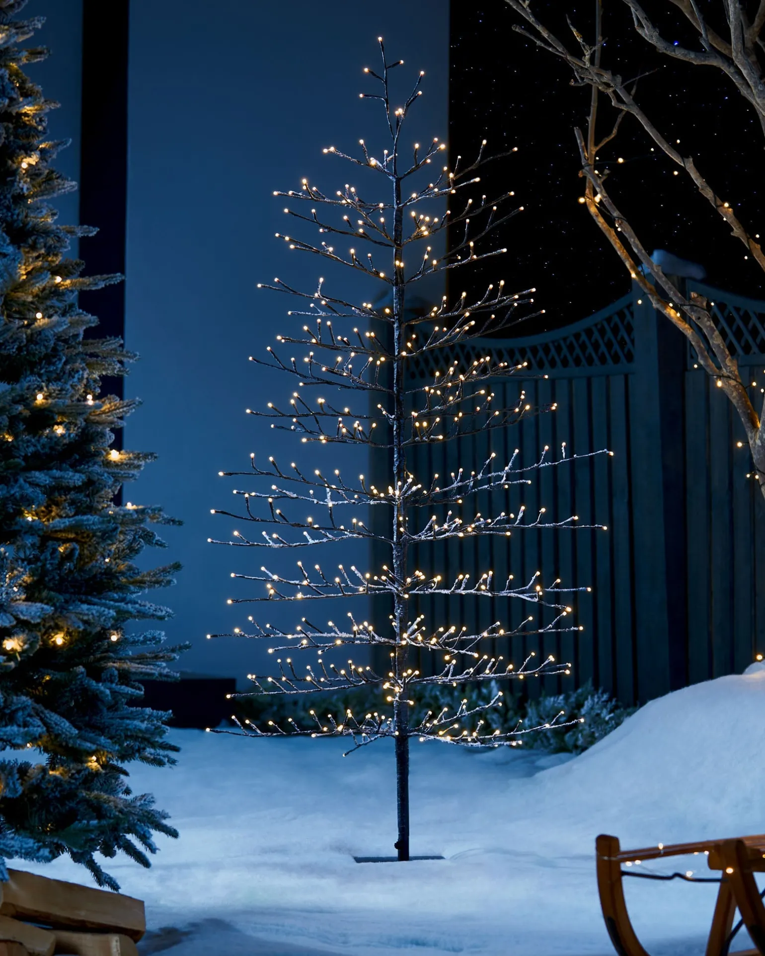 WeRChristmas Pre-Lit Snow Flocked Twig Tree, 4 Ft^ Tree Silhouettes|Budget Christmas Trees