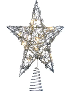 WeRChristmas Pre-Lit Star Christmas Tree Topper, Silver, 31 Cm^ Tree Toppers