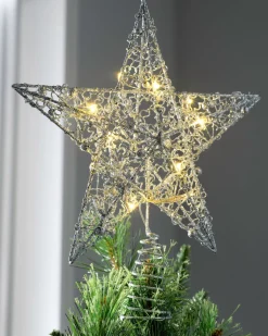 WeRChristmas Pre-Lit Star Christmas Tree Topper, Silver, 31 Cm^ Tree Toppers