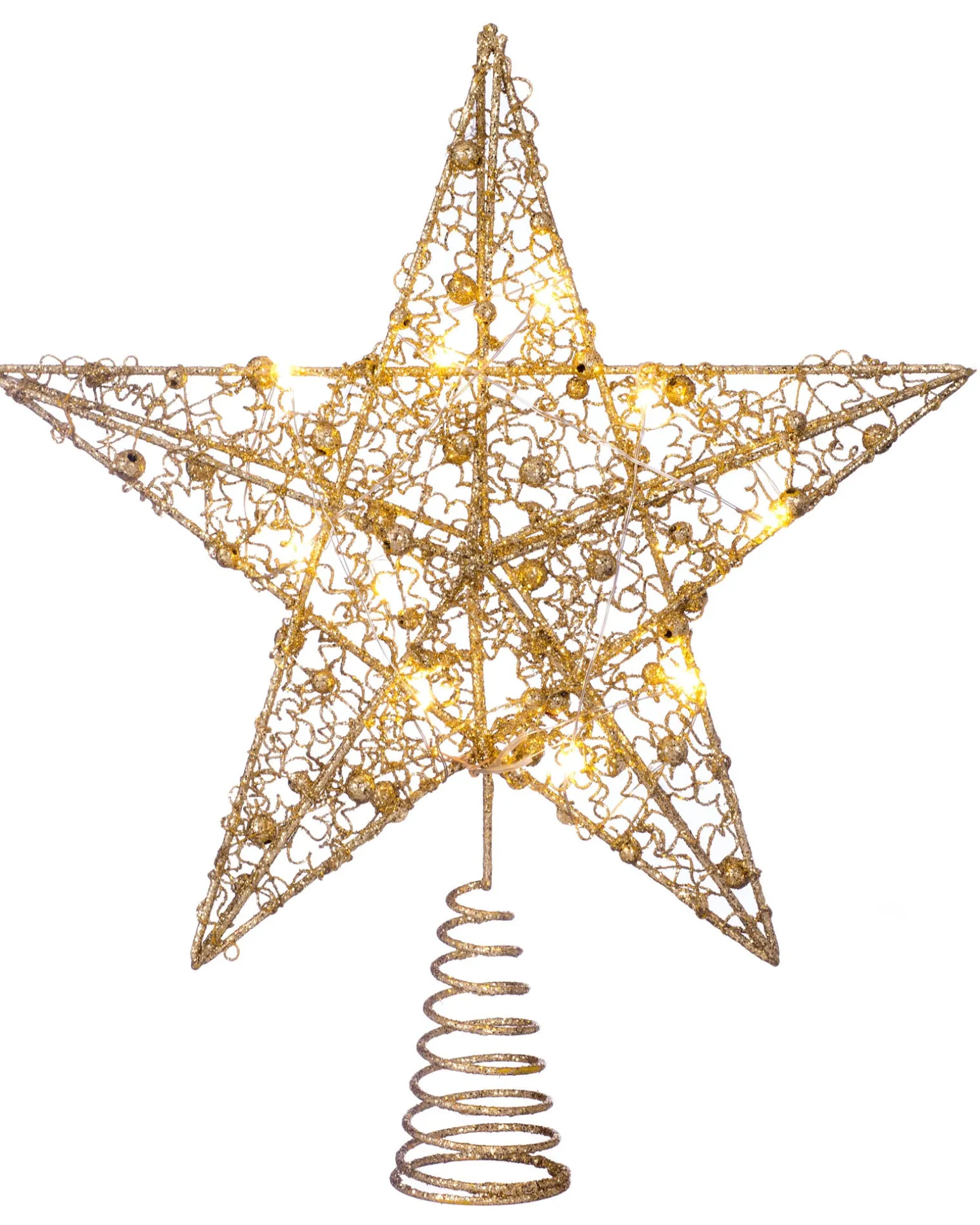 WeRChristmas Pre-Lit Star Christmas Tree Topper, Gold, 31 Cm^ Tree Toppers