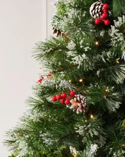 WeRChristmas Pre-Lit Victorian Frosted Berries & Pinecones Christmas Tree, 7 Ft^ Snow Flocked Christmas Trees|Pre Lit Christmas Trees