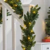 WeRChristmas Pre-Lit Warm White LEDs Garland, 9 Ft^ Plain Garlands|Pre Lit Garlands