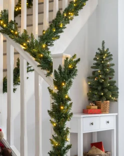 WeRChristmas Pre-Lit Warm White LEDs Garland, 12 Ft^ Plain Garlands|Pre Lit Garlands