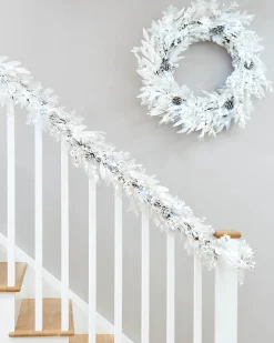 WeRChristmas Pre-Lit White Garland, 9 Ft^ Decorated Garlands|Pre Lit Garlands