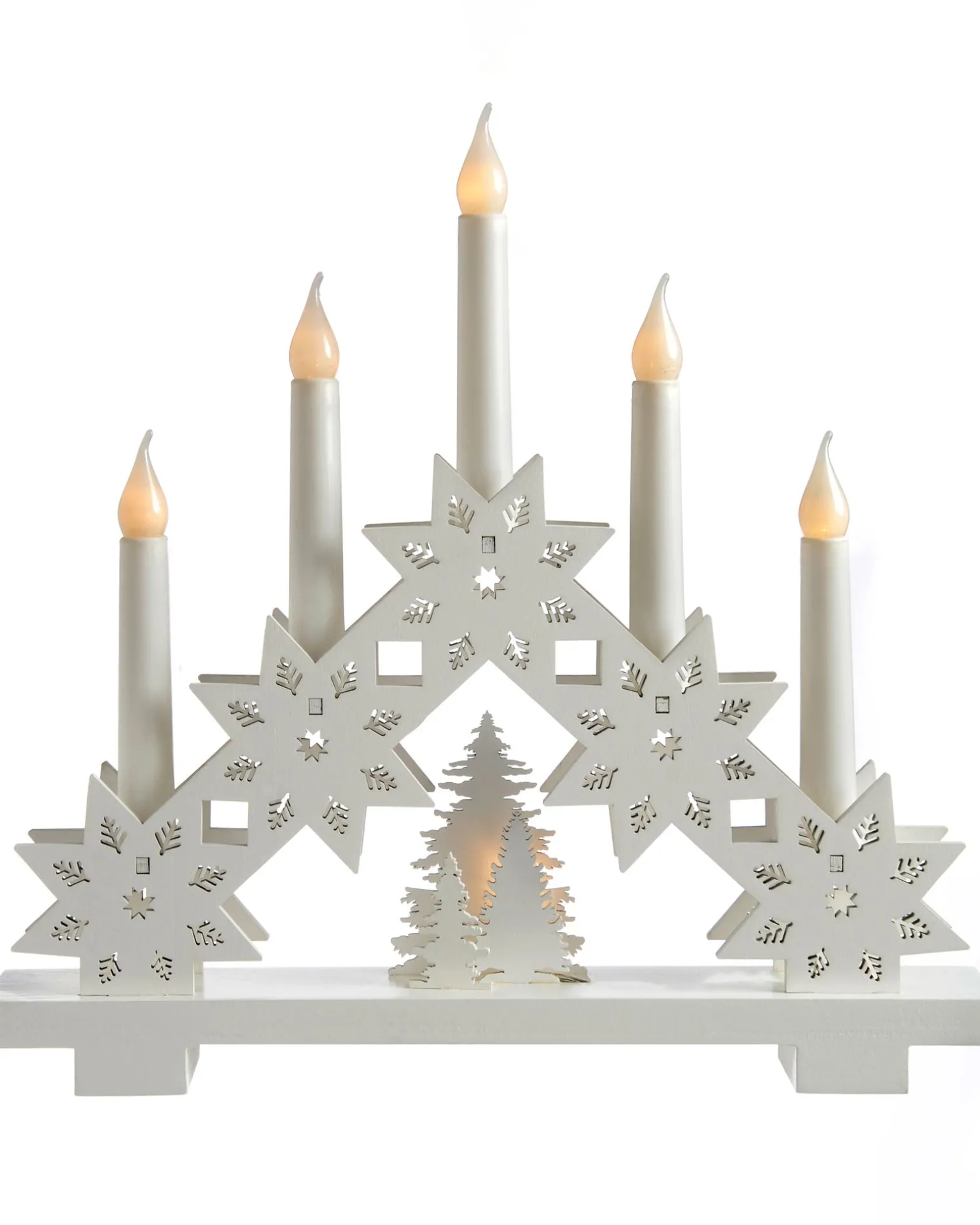WeRChristmas Pre-Lit Wooden Candle Bridge, 33 Cm^ Table Decorations