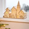 WeRChristmas Pre-Lit Wooden Church Scene, 28 Cm^ Table Decorations