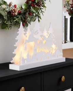 WeRChristmas Pre-Lit Wooden Village Scene, 44 Cm^ Table Decorations