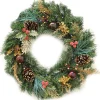 WeRChristmas Pre-Lit Wreath, Red/Gold, 60 Cm^ Decorated Wreaths|Pre Lit Wreaths