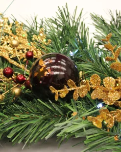 WeRChristmas Pre-Lit Wreath, Red/Gold, 60 Cm^ Decorated Wreaths|Pre Lit Wreaths