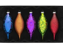 WeRChristmas Rainbow Glass Baubles 5 Pack, 15 Cm^ Glass Baubles
