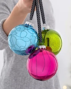 WeRChristmas Rainbow Glass Baubles, 3 Pack, 11 Cm^ Glass Baubles