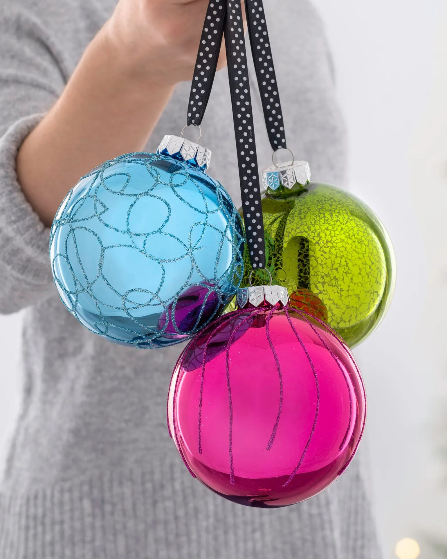 WeRChristmas Rainbow Glass Baubles, 3 Pack, 11 Cm^ Glass Baubles