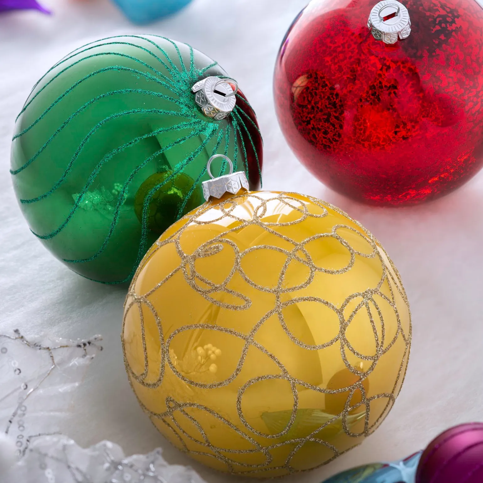 WeRChristmas Rainbow Glass Baubles, 3 Pack, 13 Cm^ Glass Baubles