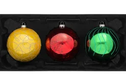 WeRChristmas Rainbow Glass Baubles, 3 Pack, 13 Cm^ Glass Baubles