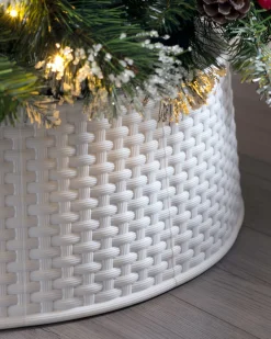 WeRChristmas Rattan Effect Tree Collar, White, 65 Cm^ Skirts & Collars