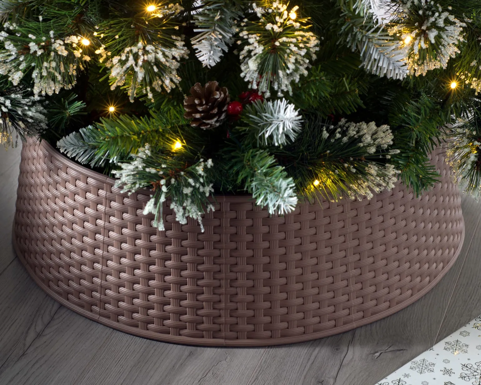 WeRChristmas Rattan Effect Tree Collar, Brown, 65 Cm^ Skirts & Collars