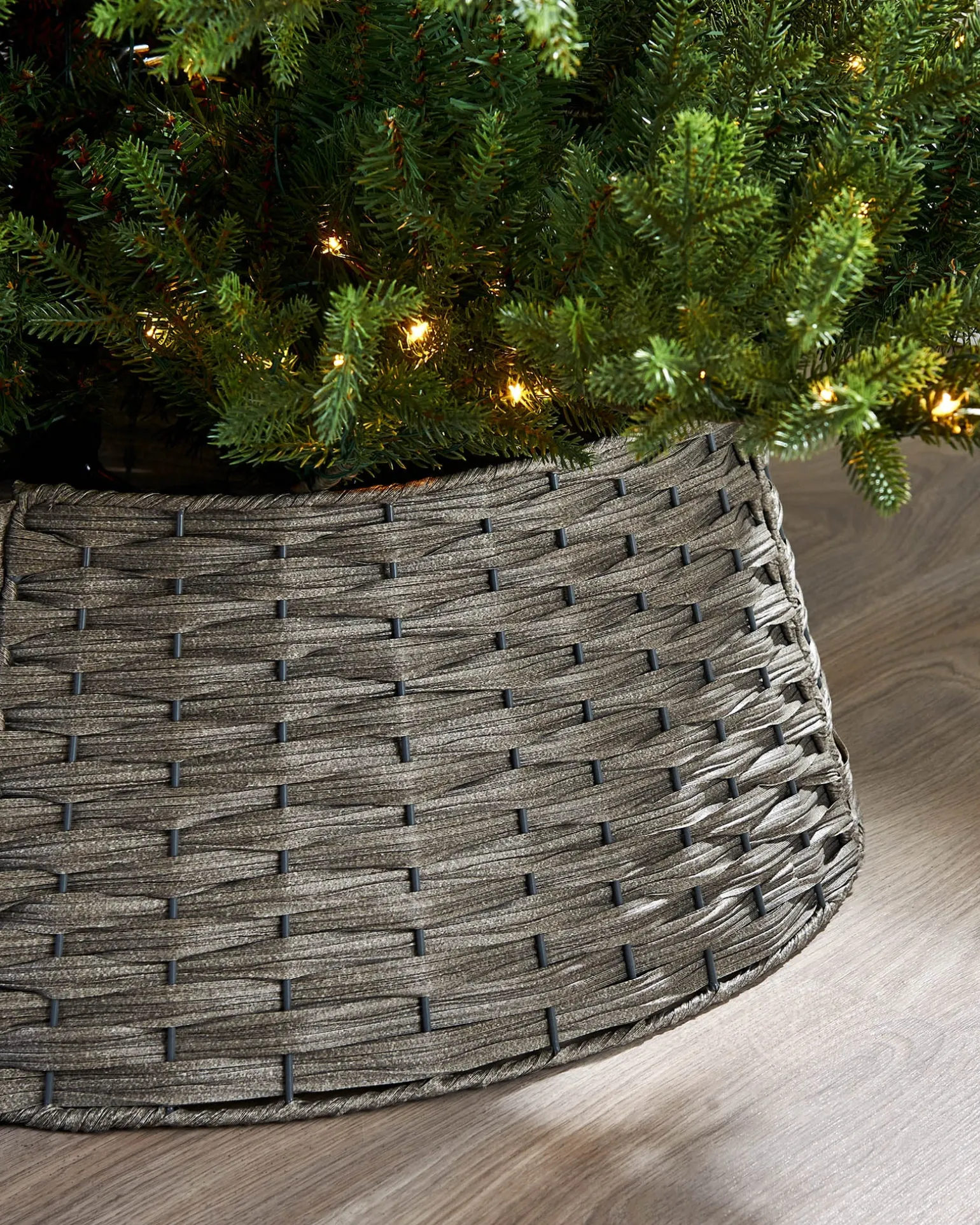 WeRChristmas Rattan Tree Collar, Grey, 65 Cm^ Skirts & Collars