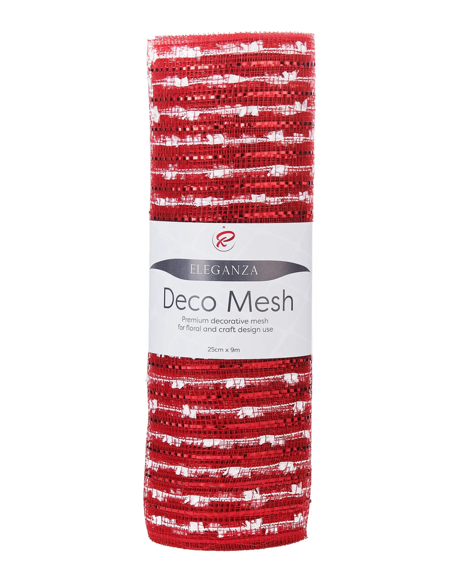WeRChristmas Red And White Mesh With Red Foil, 9 M^ Deco Mesh