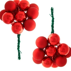 WeRChristmas Red Glass Berry Cluster Baubles, 5 Pack^ Glass Baubles
