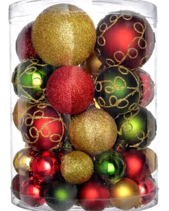 WeRChristmas Red, Gold And Green Shatterproof Baubles, 50 Pack^ Shatterproof Baubles