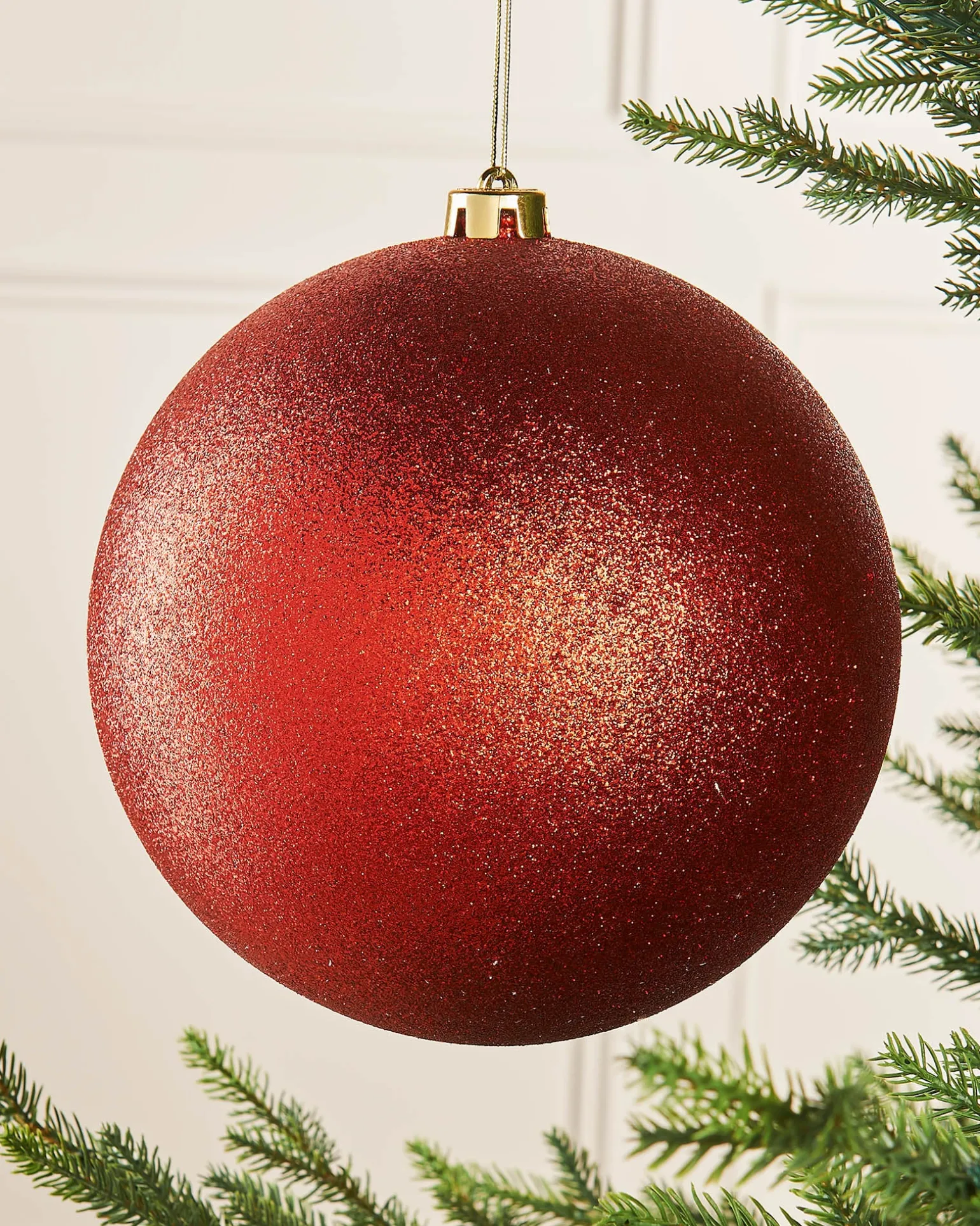 WeRChristmas Red Large Glitter Shatterproof Bauble, 20 Cm^ Oversized Baubles|Shatterproof Baubles