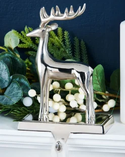 WeRChristmas Reindeer Stocking Holder, Silver, 20 Cm^ Novelty