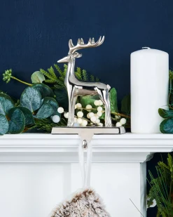 WeRChristmas Reindeer Stocking Holder, Silver, 20 Cm^ Novelty