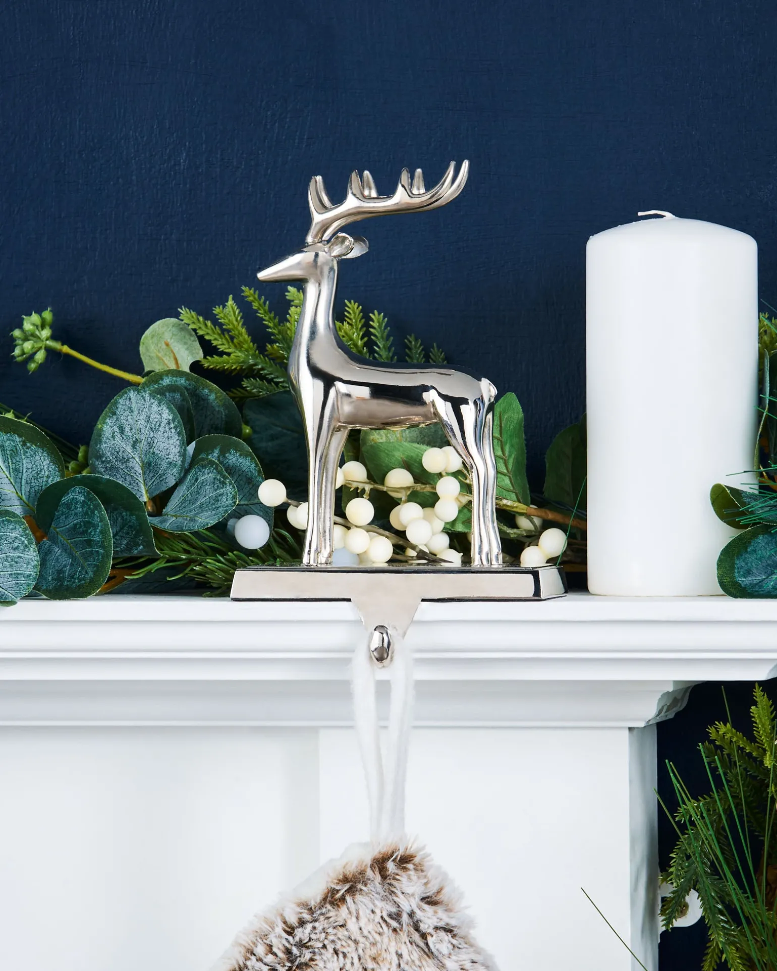 WeRChristmas Reindeer Stocking Holder, Silver, 20 Cm^ Novelty
