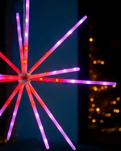 WeRChristmas RGB LED Hanging Starburst Decoration, 56 Cm^ Festive Star, Snowflake & Sign Lights