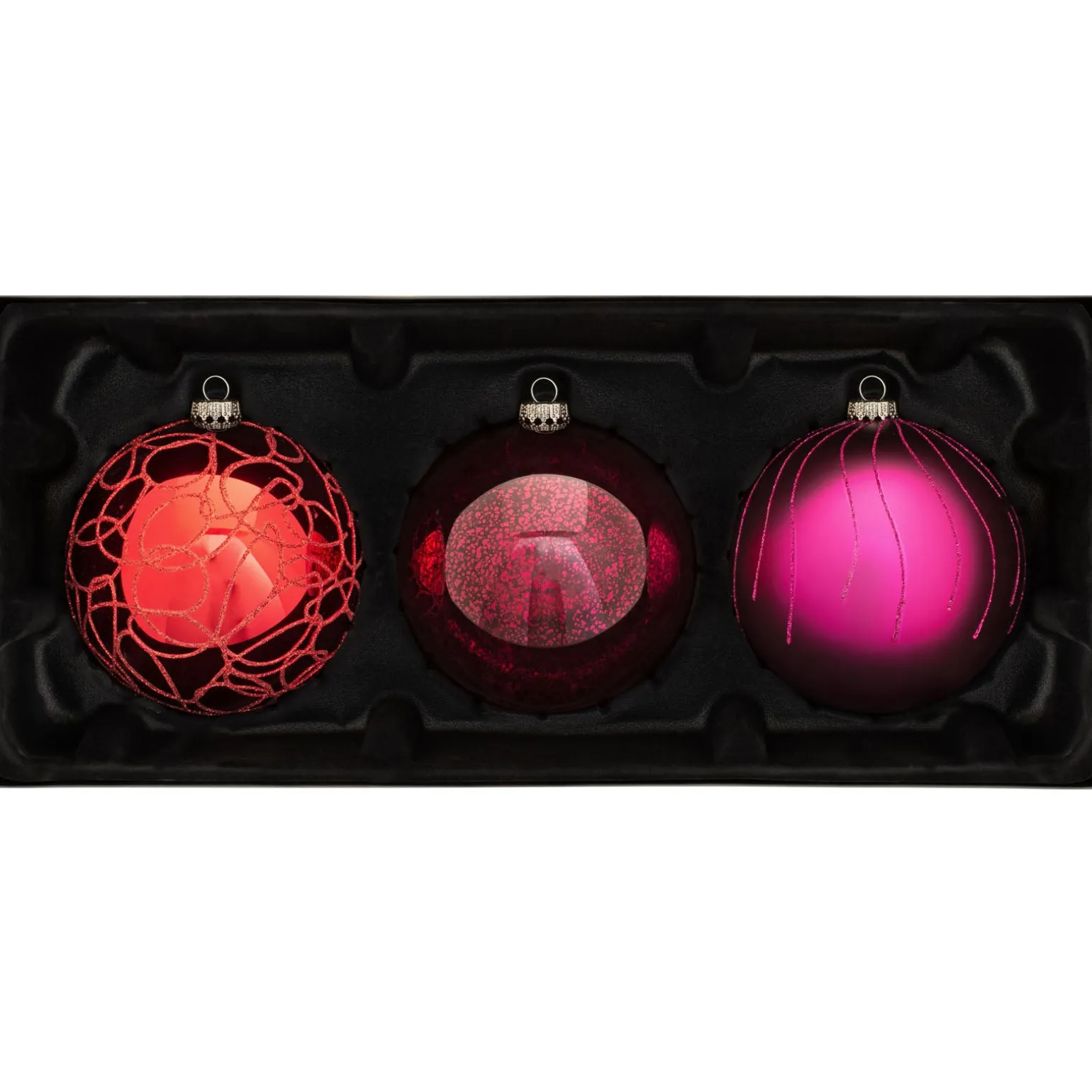 WeRChristmas Ruby Glass Baubles, 3 Pack, 13 Cm^ Glass Baubles