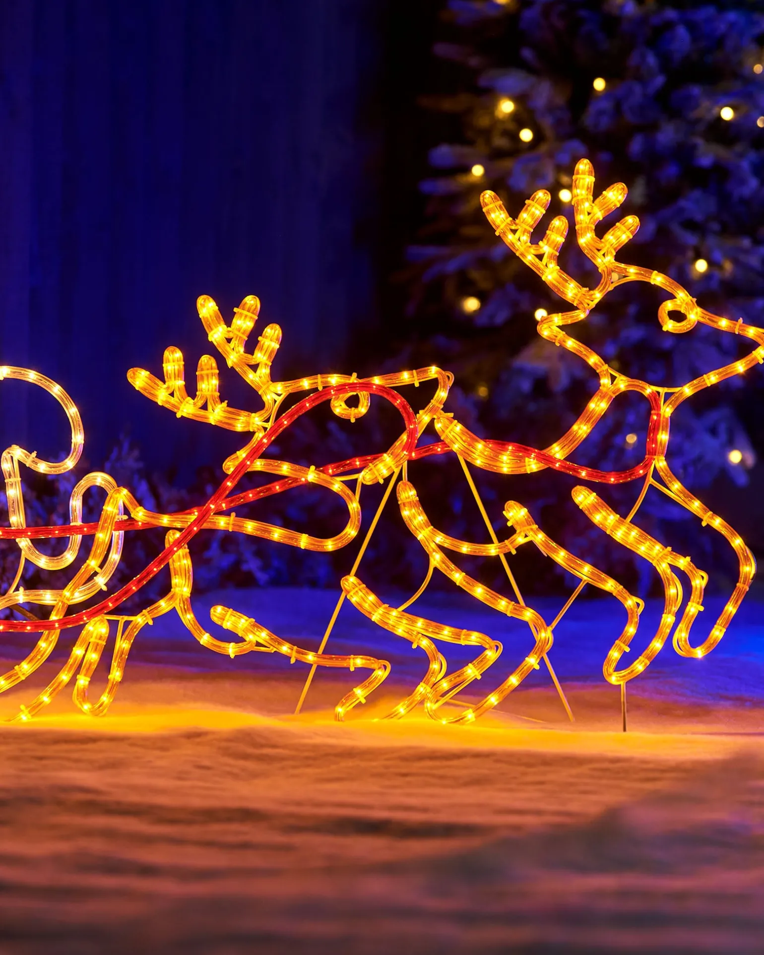 WeRChristmas Santa Sleigh Reindeer LED Rope Light Silhouette, 156 Cm^ Christmas Characters|Outdoor Lighted Reindeer