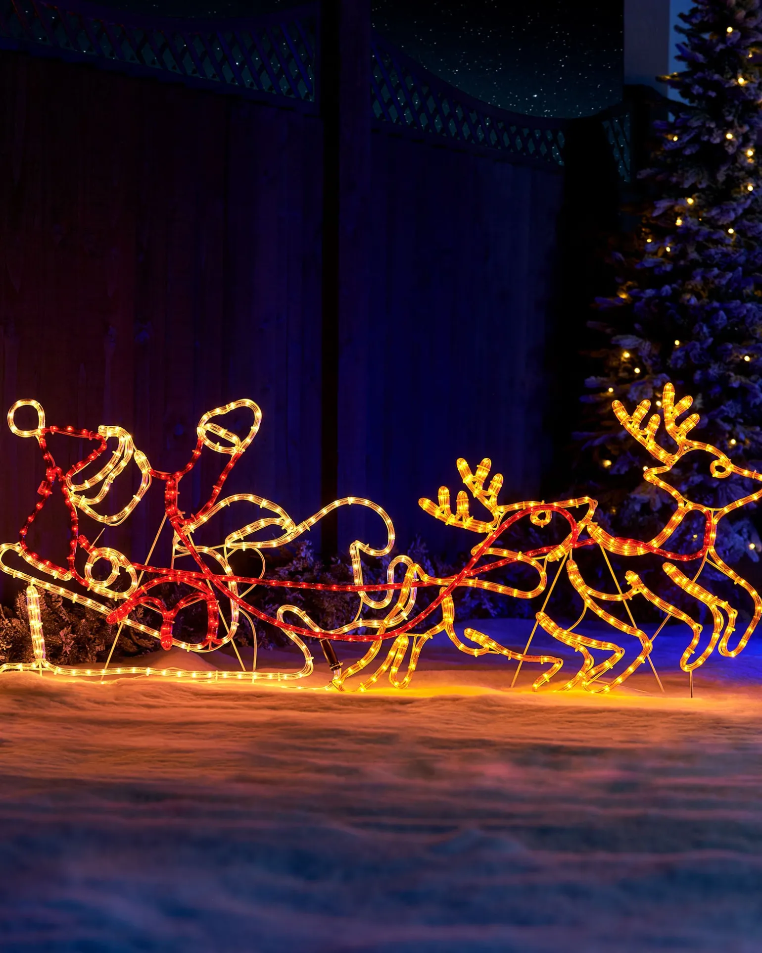 WeRChristmas Santa Sleigh Reindeer LED Rope Light Silhouette, 156 Cm^ Christmas Characters|Outdoor Lighted Reindeer