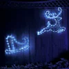 WeRChristmas Santa Sleigh With Reindeer Rope Light Silhouette, 60 Cm^ Outdoor Lighted Reindeer