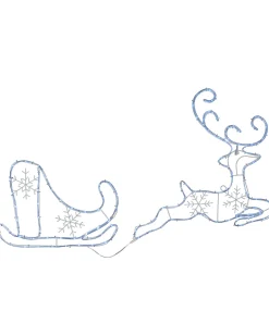 WeRChristmas Santa Sleigh With Reindeer Rope Light Silhouette, 60 Cm^ Outdoor Lighted Reindeer