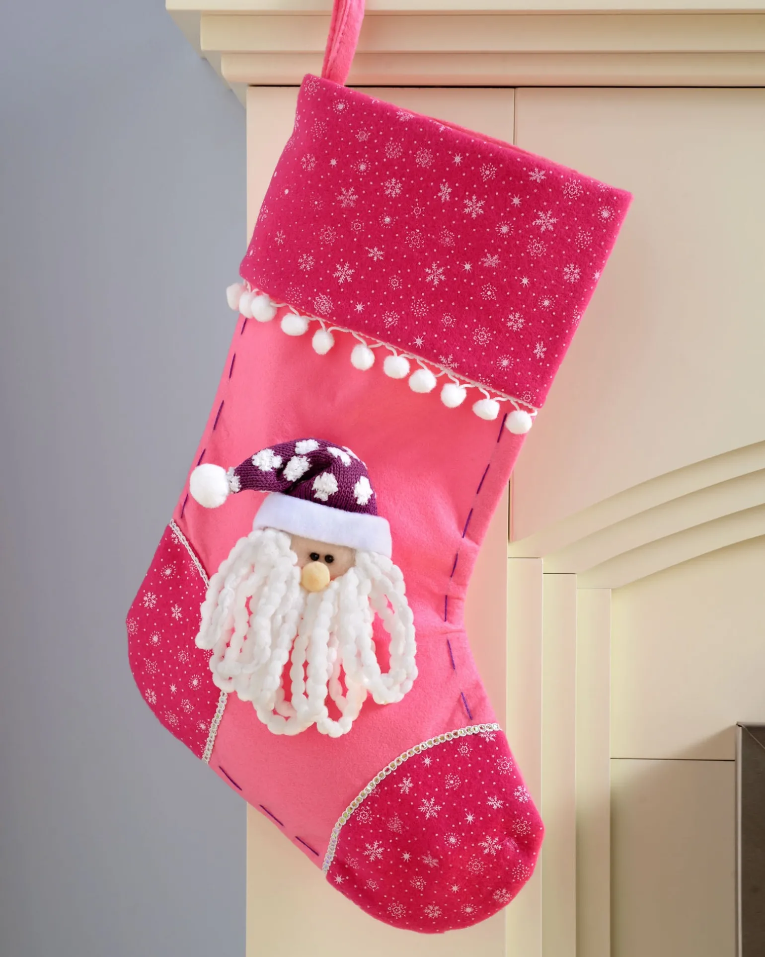 WeRChristmas Santa Stocking, Pink/Purple, 48 Cm^ Novelty